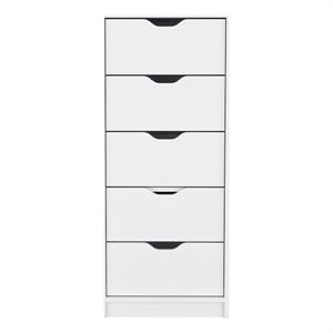 Pemberly Row Contemporary Engineered Wood 5-Drawers Dresser in White