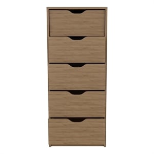 Pemberly Row Contemporary Engineered Wood 5-Drawers Dresser in Macadamia