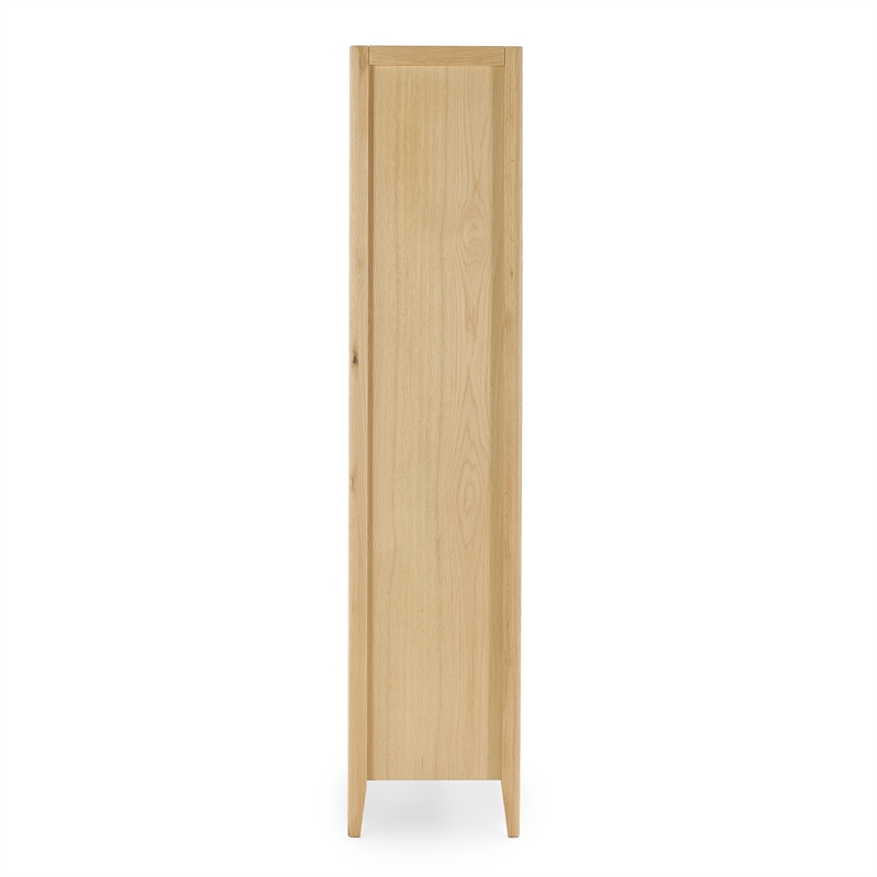 Pemberly Row Modern Natural Oak Wood Brown Curio Cabinet with Adjustable Shelves