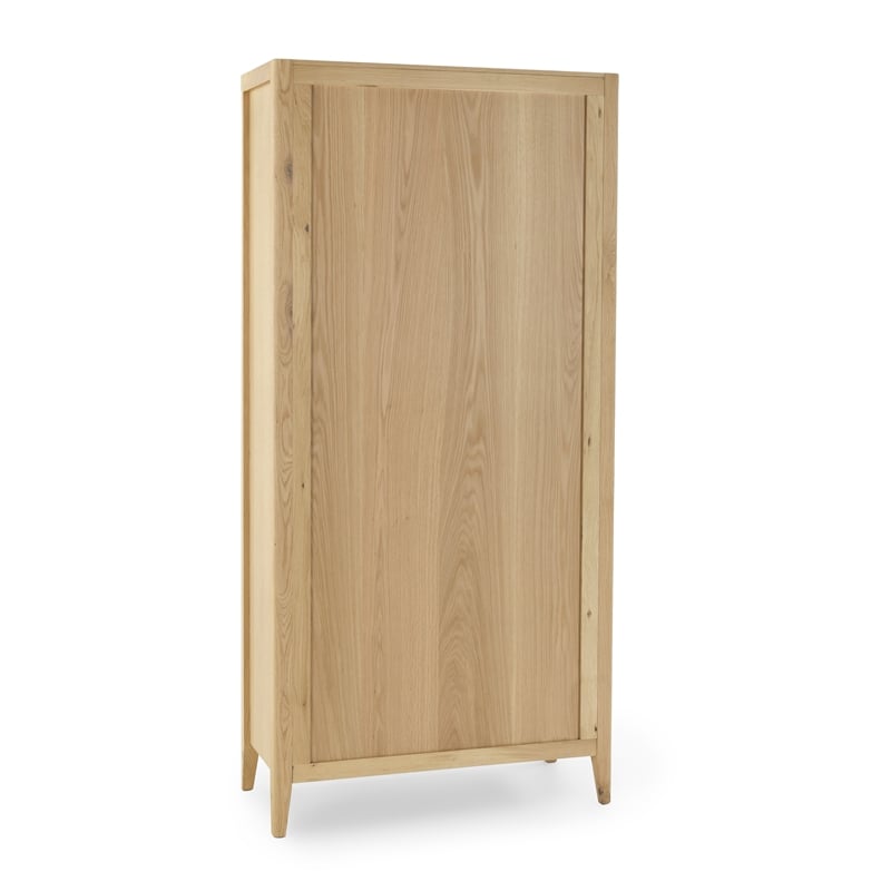 Pemberly Row Modern Natural Oak Wood Brown Curio Cabinet with Adjustable Shelves