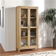 Pemberly Row Modern Natural Oak Wood Brown Curio Cabinet with Adjustable Shelves