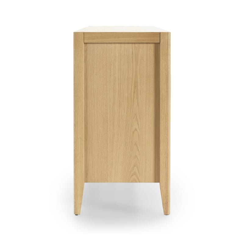 Pemberly Row 4-Door Sideboard in Natural Oak Wood Brown with Adjustable Shelves