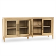 Pemberly Row 4-Door Sideboard in Natural Oak Wood Brown with Adjustable Shelves