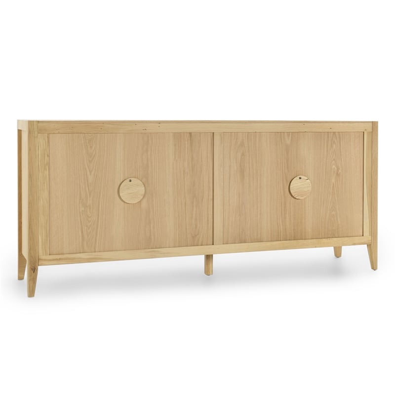 Pemberly Row 4-Door Sideboard in Natural Oak Wood Brown with Adjustable Shelves