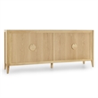 Pemberly Row 4-Door Sideboard in Natural Oak Wood Brown with Adjustable Shelves
