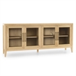 Pemberly Row 4-Door Sideboard in Natural Oak Wood Brown with Adjustable Shelves