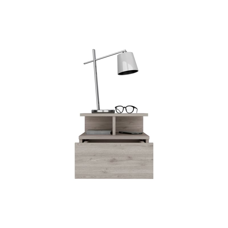Pemberly Row Contemporary Floating Nightstand Engineered Wood Light Gray
