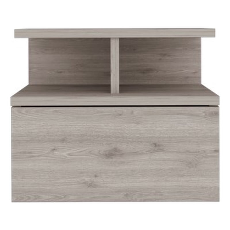 Pemberly Row Contemporary Floating Nightstand Engineered Wood Light Gray