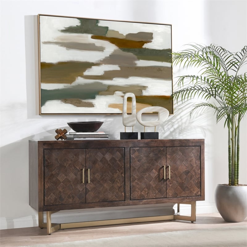 Pemberly Row Solid Mango Wood and Iron Sideboard in Bronze/Brown