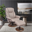 Pemberly Row Ergonomics Swivel Recliner with Matching Ottoman in Taupe