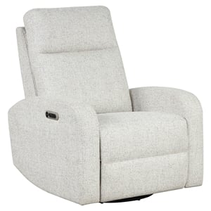 Pemberly Row Contemporary Fabric Power Swivel Glider Recliner in Cream