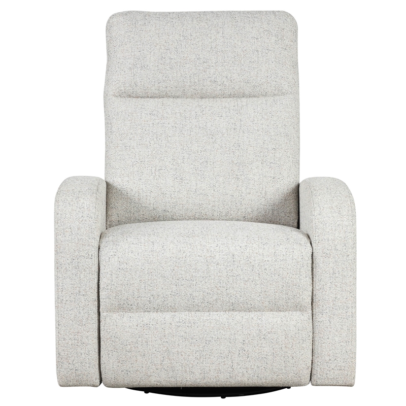 Pemberly Row Contemporary Fabric Power Swivel Glider Recliner in Cream