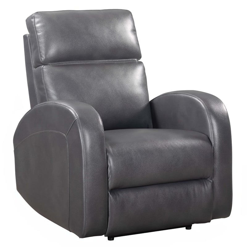 Pemberly Row Contemporary Polyester Power Glider Recliner in Pebble Gray