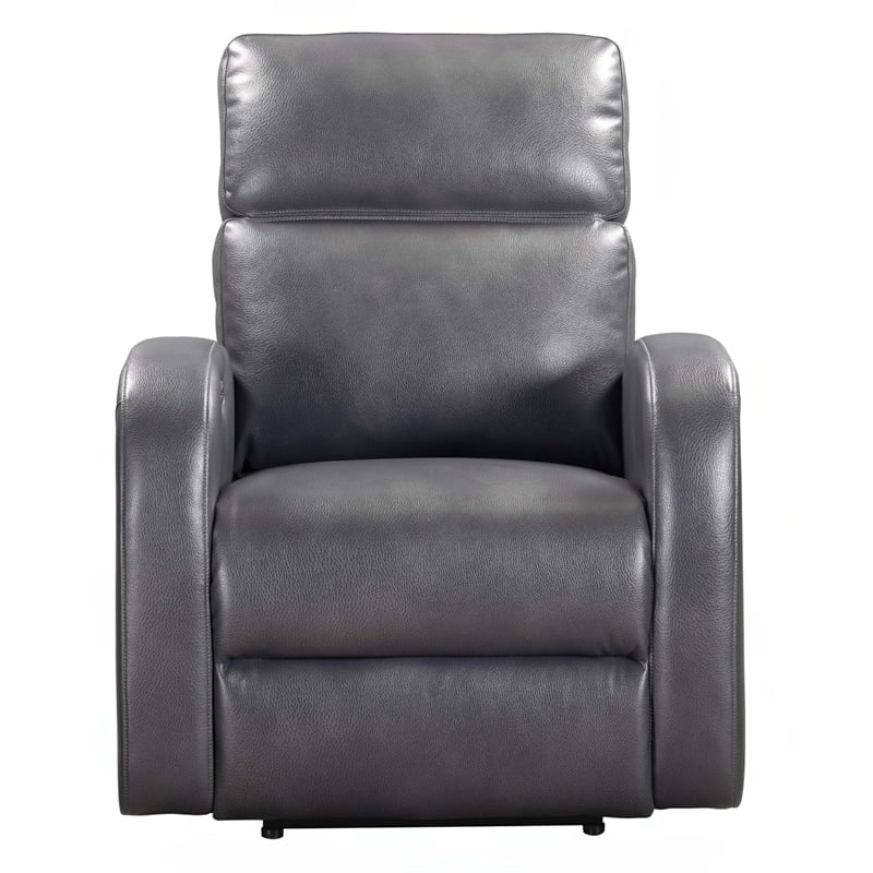 Pemberly Row Contemporary Polyester Power Glider Recliner in Pebble Gray