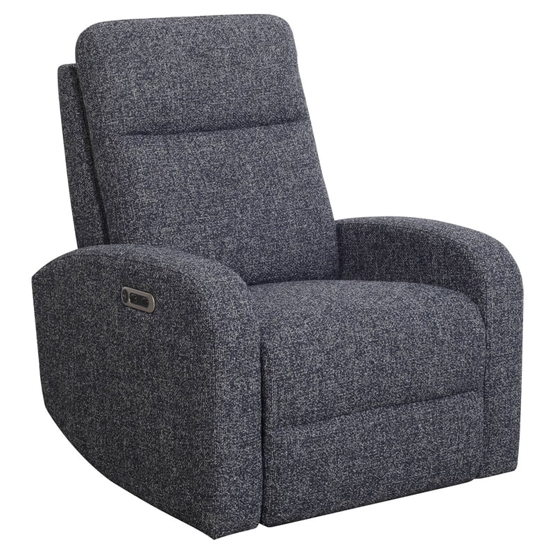 Pemberly Row Contemporary Fabric Power Swivel Glider Recliner in Black