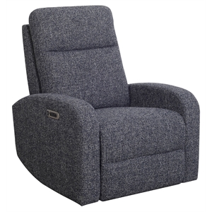 Pemberly Row Contemporary Fabric Power Swivel Glider Recliner in Black