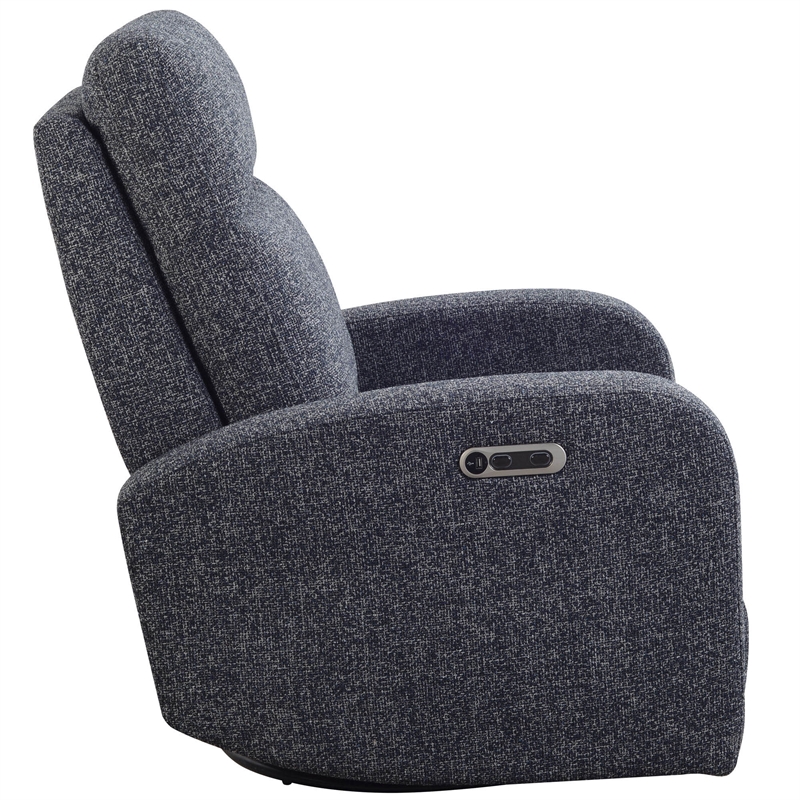 Pemberly Row Contemporary Fabric Power Swivel Glider Recliner in Black