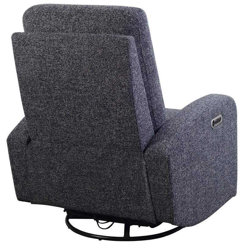 Pemberly Row Contemporary Fabric Power Swivel Glider Recliner in Black
