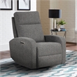 Pemberly Row Contemporary Leather Power Swivel Glider Recliner in Gray