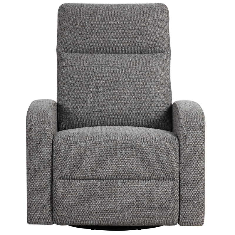 Pemberly Row Contemporary Leather Power Swivel Glider Recliner in Gray