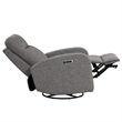 Pemberly Row Contemporary Leather Power Swivel Glider Recliner in Gray