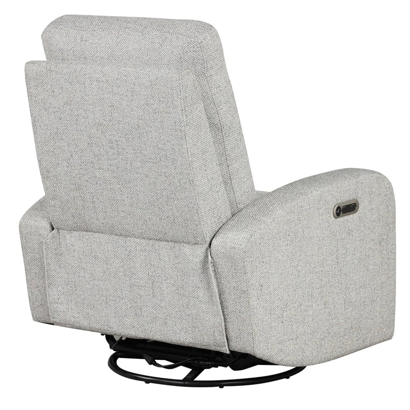 Pemberly Row Contemporary Fabric Power Swivel Glider Recliner in Beige