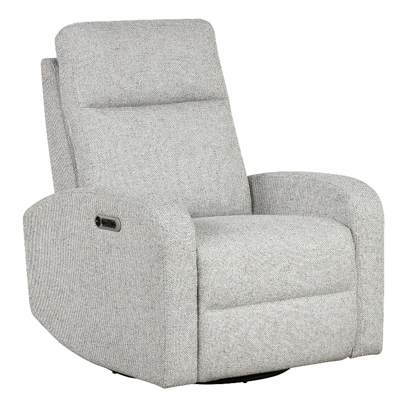 Pemberly Row Contemporary Fabric Power Swivel Glider Recliner in Beige