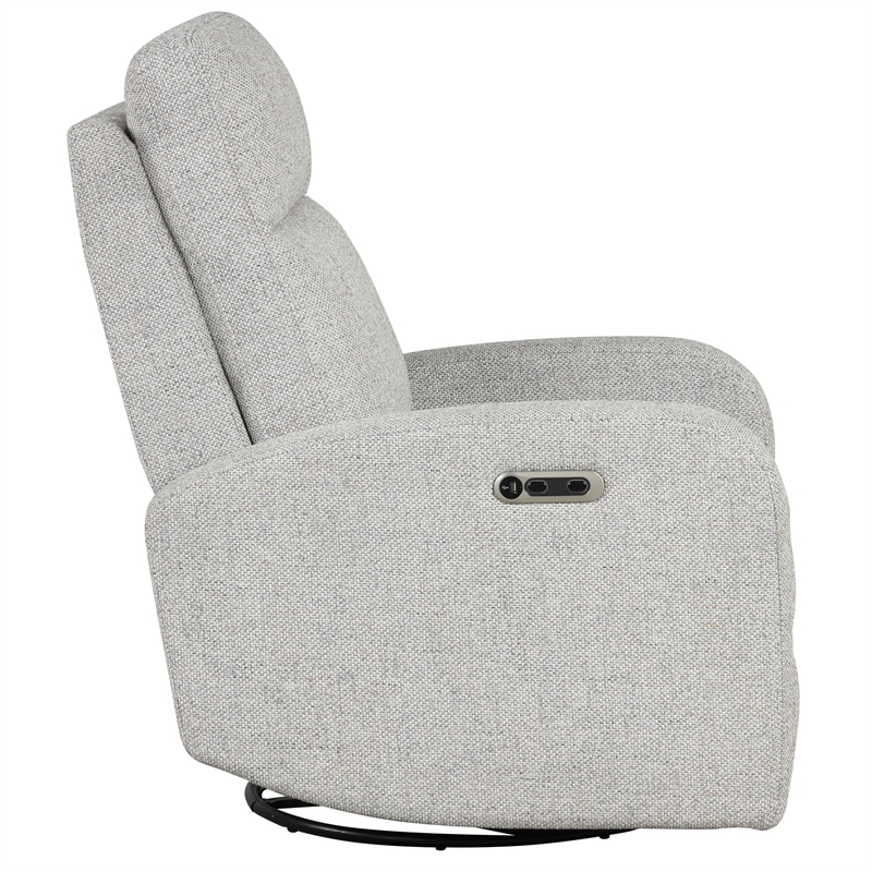 Pemberly Row Contemporary Fabric Power Swivel Glider Recliner in Beige