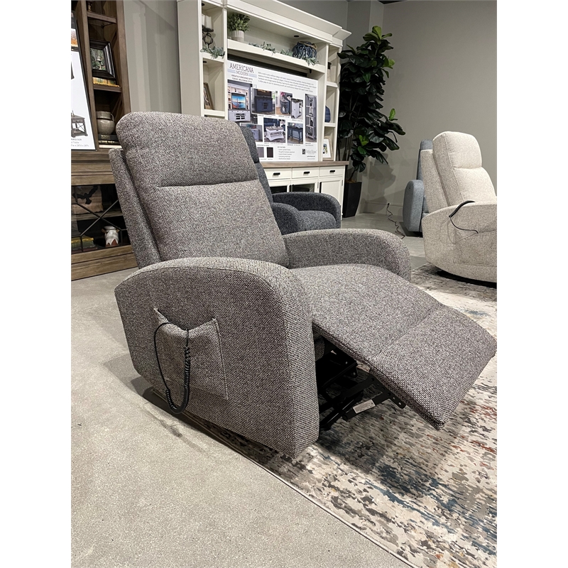 Pemberly Row Contemporary Polyurethane Power Lift Glider Recliner in Gray