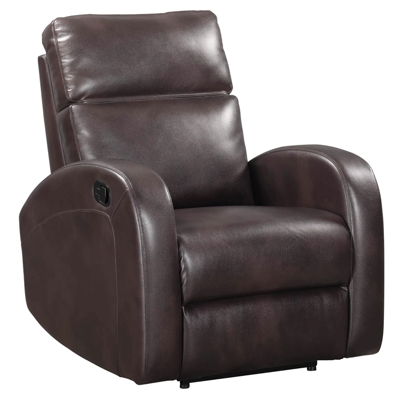 Pemberly Row Contemporary Polyester Manual Glider Recliner in Pebble Brown
