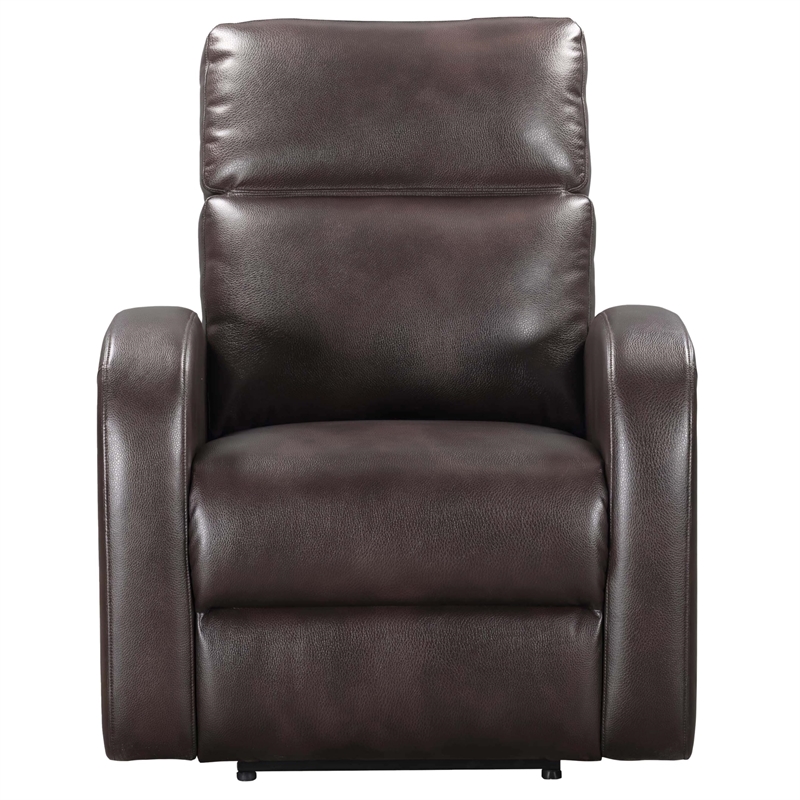 Pemberly Row Contemporary Polyester Manual Glider Recliner in Pebble Brown