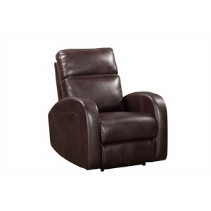 Pemberly Row Contemporary Polyester Power Glider Recliner in Pebble Brown