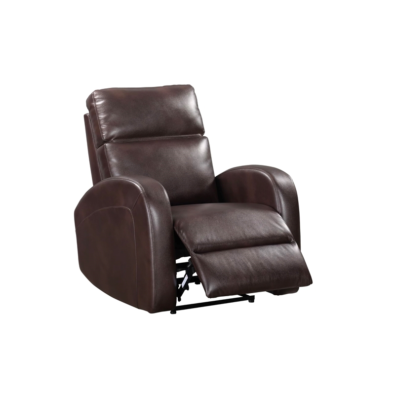 Pemberly Row Contemporary Polyester Power Glider Recliner in Pebble Brown