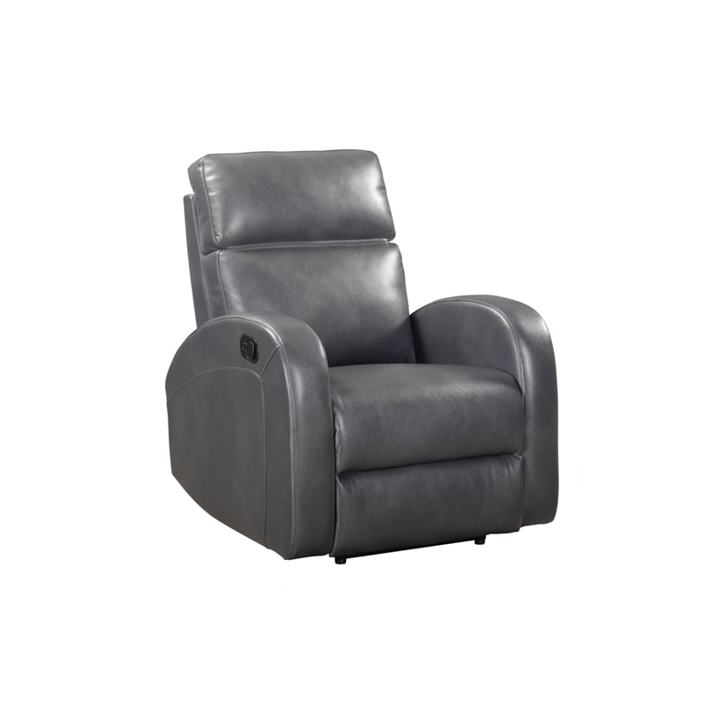 Pemberly Row Contemporary Polyester Manual Glider Recliner in Pebble Gray