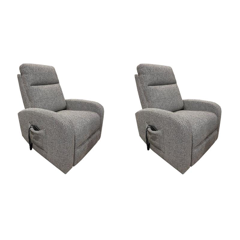 Pemberly Row Set of 2 Contemporary Polyurethane Gray Power Lift Glider Recliner