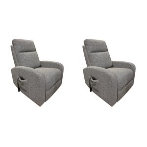 Pemberly Row Set of 2 Contemporary Polyurethane Gray Power Lift Glider Recliner