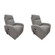 Pemberly Row Set of 2 Contemporary Polyurethane Gray Power Lift Glider Recliner