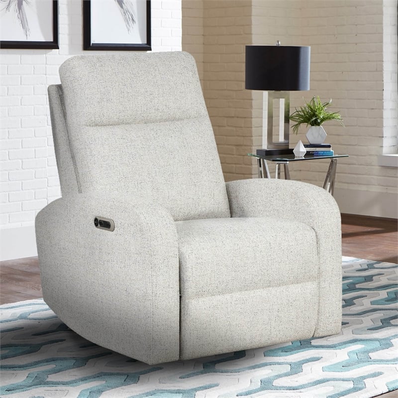 Pemberly Row Set of 2 Contemporary Fabric Power Swivel Glider Recliner in Cream