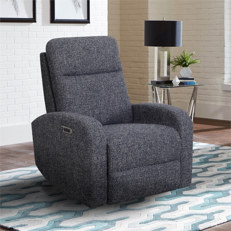 Pemberly Row Set of 2 Contemporary Fabric Power Swivel Glider Recliner in Black
