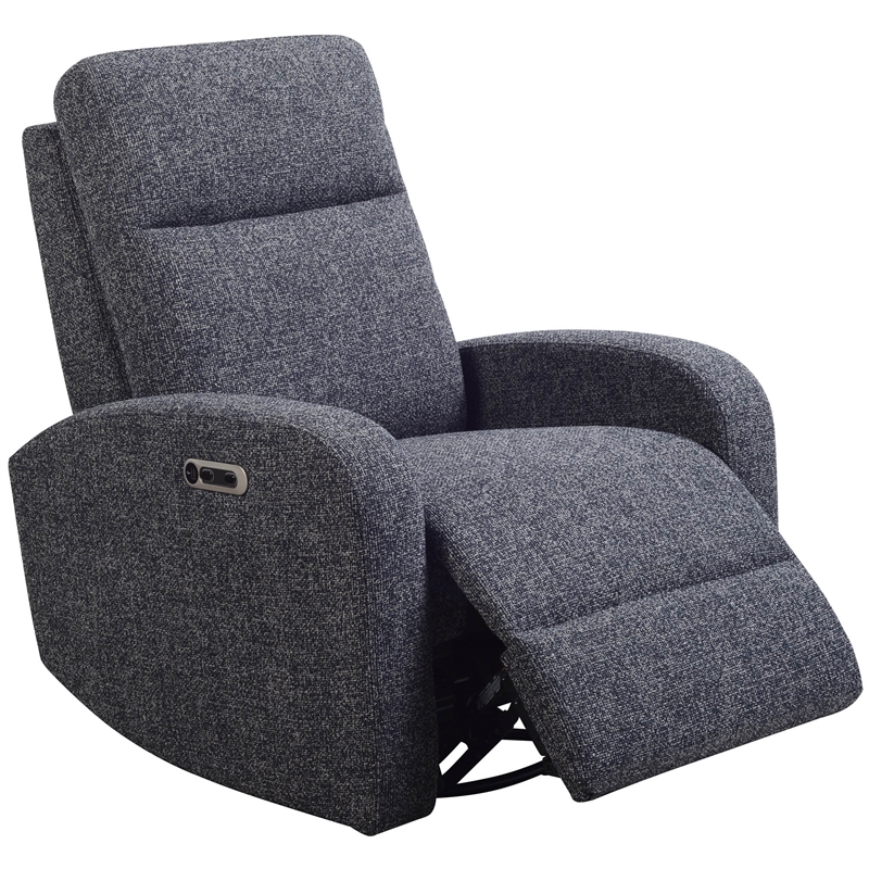 Pemberly Row Set of 2 Contemporary Fabric Power Swivel Glider Recliner in Black