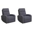 Pemberly Row Set of 2 Contemporary Fabric Power Swivel Glider Recliner in Black