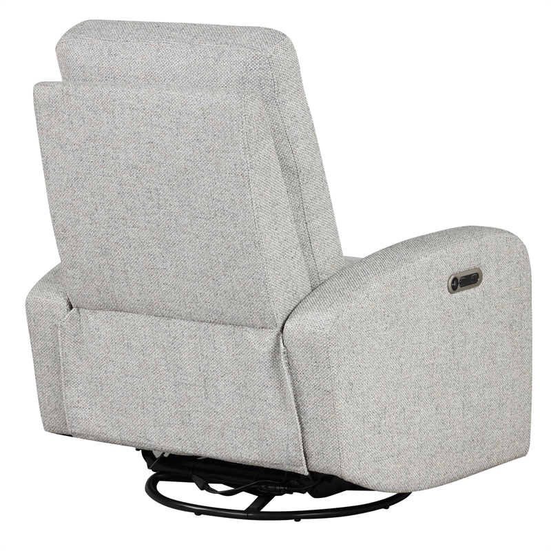 Pemberly Row Set of 2 Contemporary Fabric Power Swivel Glider Recliner in Beige
