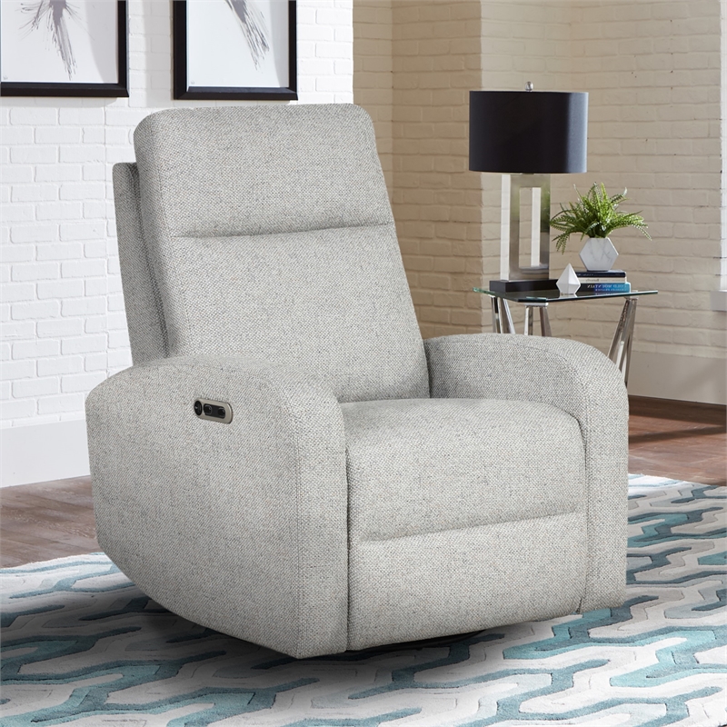 Pemberly Row Set of 2 Contemporary Fabric Power Swivel Glider Recliner in Beige