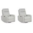 Pemberly Row Set of 2 Contemporary Fabric Power Swivel Glider Recliner in Beige