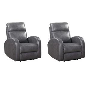 Pemberly Row Set of 2 Contemporary Pebble Gray Power Glider Recliner