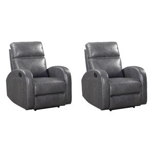 Pemberly Row Set of 2 Contemporary Pebble Gray Manual Glider Recliner