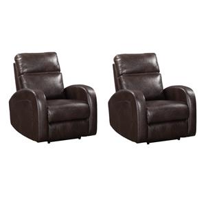Pemberly Row Set of 2 Contemporary Pebble Brown Power Glider Recliner