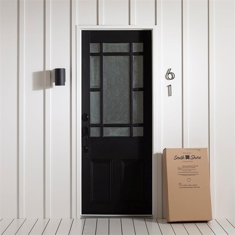 Pemberly Row Transitional Small Desk in Pure Black with Laminated Wood