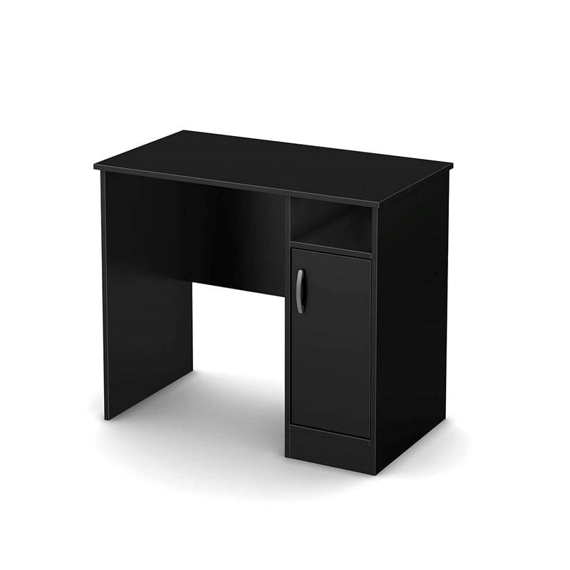 Pemberly Row Transitional Small Desk in Pure Black with Laminated Wood