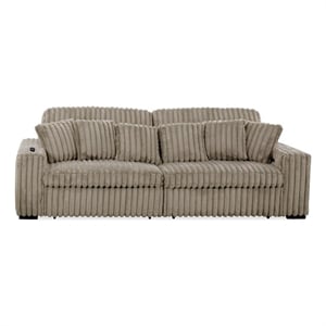 Pemberly Row Sofa Slider Power Recliner Glider in Presley Latte